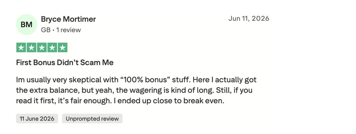Recensione Trustpilot sul bonus di Alawin Recensione Trustpilot a cinque stelle sul bonus di benvenuto di Alawin casino
